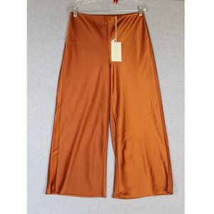 Joie Wide-Leg Satin Pants in Rust Orange